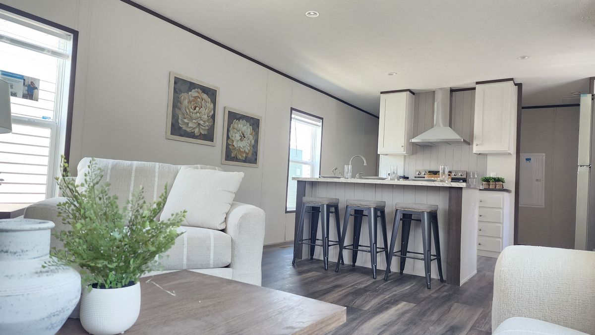 image of kitchen with bar stools