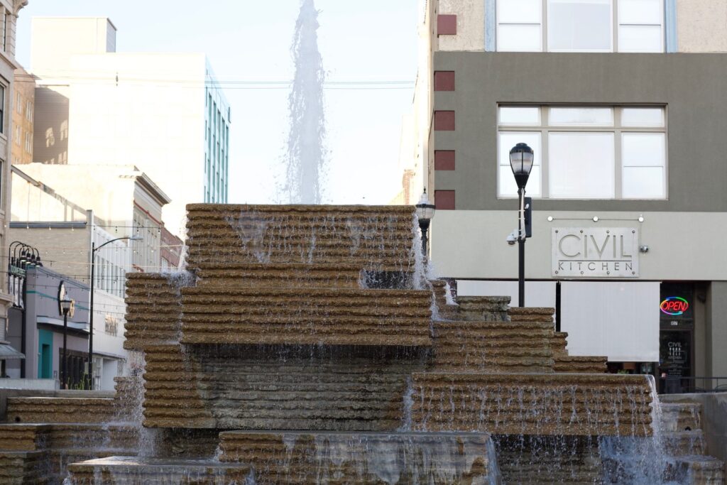 Fountain on Park Central Square in downtown Springfield, MO
